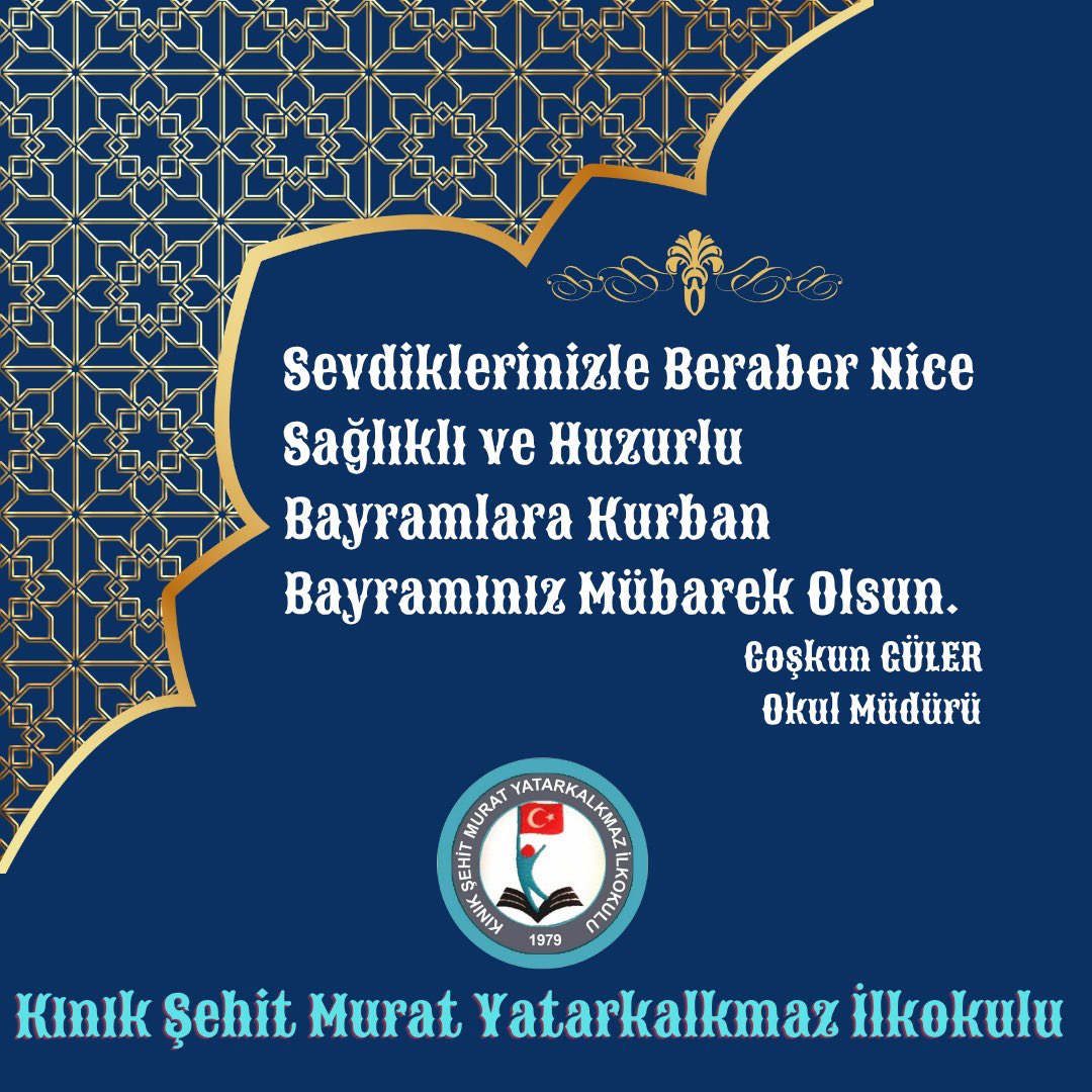 Sevdiklerinizle birlikte nice güzel bayramlar geçirmeniz dileğiyle... Bayramınız mübarek olsun! #KurbanBayramı
<a href="/MemAnkara/">Ankara İl Millî Eğitim Müdürlüğü</a> 
<a href="/MamakilceMem/">Mamak İlçe Millî Eğitim Müdürlüğü</a> 
<a href="/behrin_sapan/">Behrin Sapan</a> 
<a href="/CokunGl59408366/">Coşkun Güler</a>