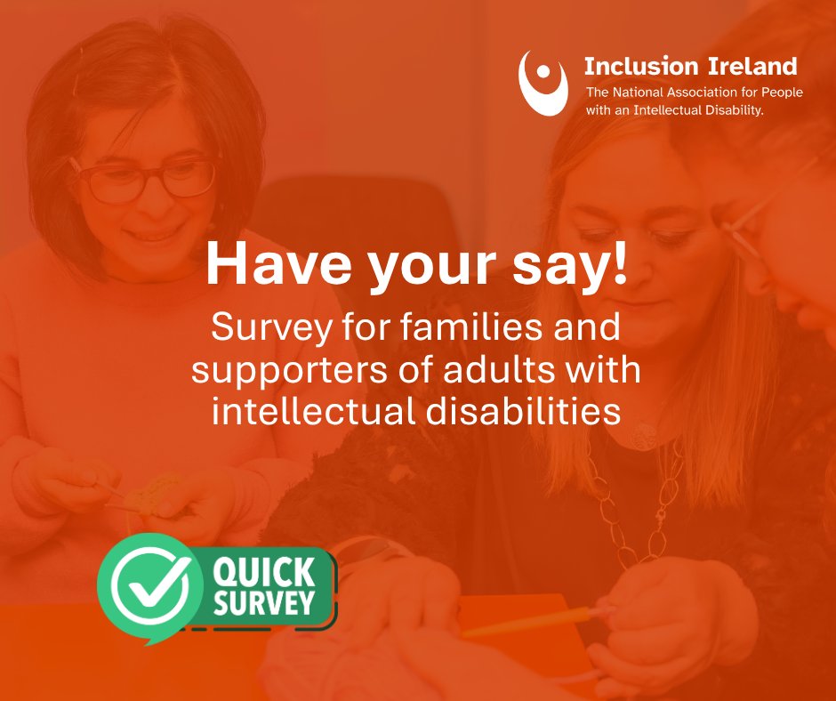InclusionIre's tweet image. 📢 Have Your Say!
Our 5-minute survey for families and supporters of adults with intellectual disabilities is LIVE!
Your input shapes our 2026 pre-budget submission & discussions with ministers.
Deadline: June 12th, 12 PM.
Fill it out here: surveymonkey.com/r/BR767SL