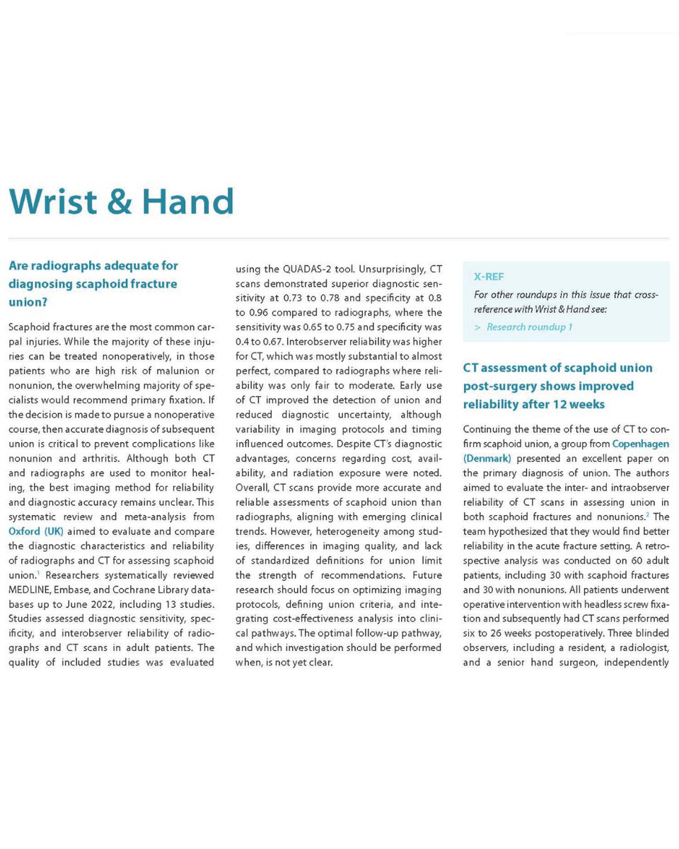 CT assessment of scaphoid union post-surgery shows improved reliability after 12 weeks &amp; are radiographs adequate for diagnosing scaphoid fracture union?

Find out this &amp; more in the June #BJ360 Wrist &amp; Hand Roundup!

#Fracture #Surgery #Patients

boneandjoint.org.uk/Article/10.130…