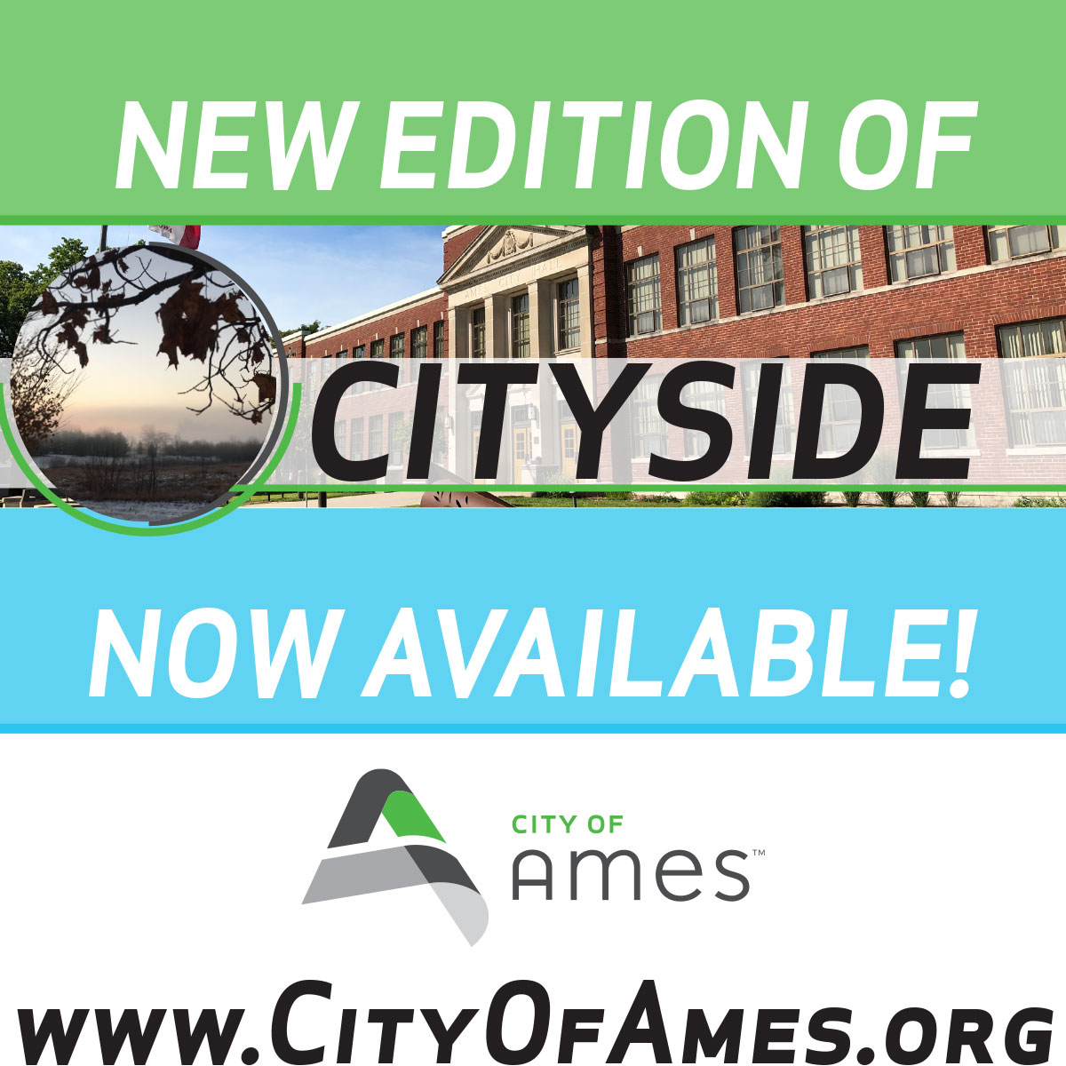 Read this month's CitySide to stay up-to-date on City news! The July edition features the Ames Animal Shelter Capital Campaign, Public Art Photo Contest, information on Rummage RAMPage, and so much more!

This issue can be found here: cityofames.org/cityside
