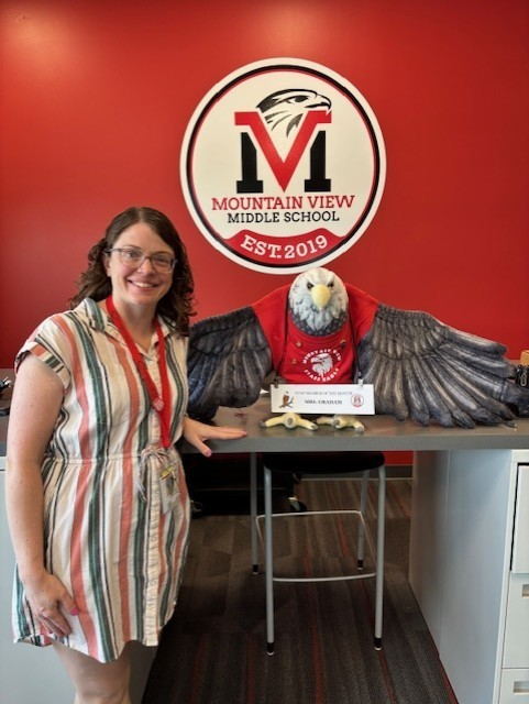 Congratulations to Principal's Secretary Mrs. Janelle Graham on being selected as the Mountain View Staff Eagle of the Month! Mrs. Graham works diligently each day to keep the entire school running, and we are grateful!