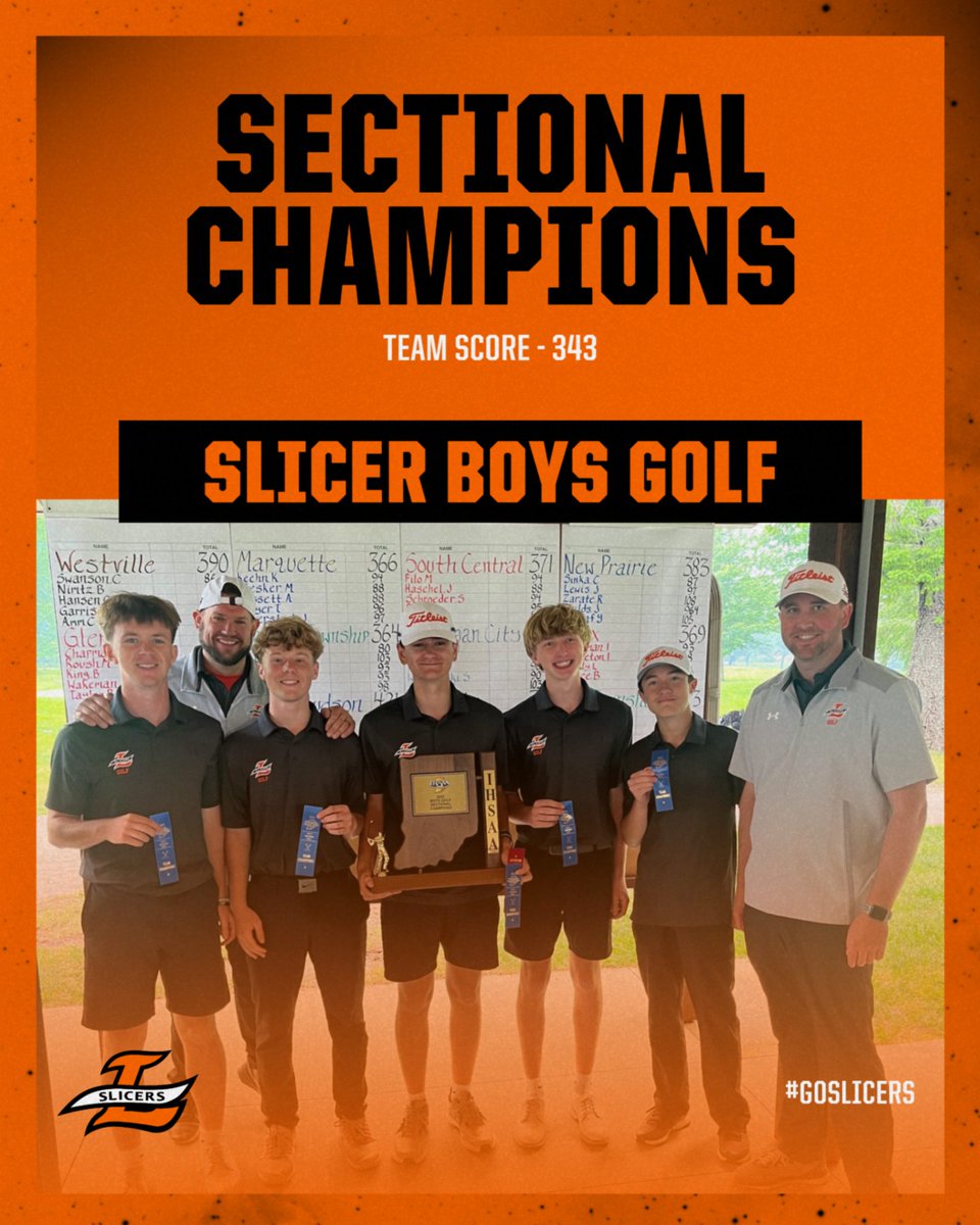 Slicer Boys Golf - SECTIONAL CHAMPS!!!

The boys advance to the IHSAA Regional next week at Sandy Pines.