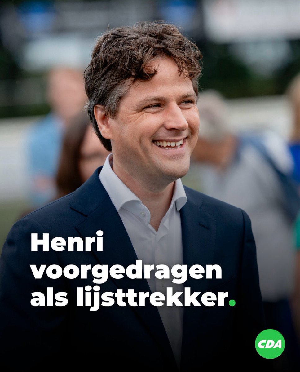 Henri Bontenbal is voorgedragen als onze lijstrekker voor de komende verkiezingen. Samen met Henri gaan we de campagne in voor een fatsoenlijk land! 🇳🇱💪

Doe je mee? Kijk op cda.nl/word-lid
