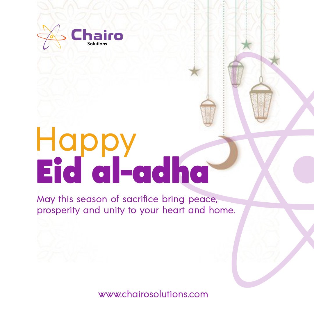 ChairoSolutions's tweet image. Wishing you a joyful and blessed Eid al-Adha! 🌙✨ May your days be filled with peace, love, and prosperity.
#EidAlAdha 
#ChairoSolutions