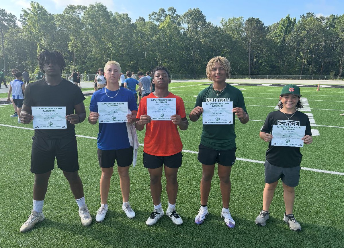 Week 1 Lions of the Week!
Isiah Frank, Brax Smith, Taylor Haynes, Cade Randolph, Jax McFarland! 

Congrats fellas! 
#RTR