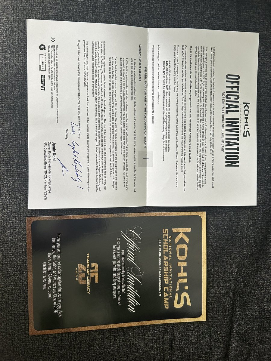 Lucas VanMeter (@lucasvanmeter) on Twitter photo Excited to receive an invite from <a href="/KohlsKicking/">Kohl's Kicking Camps</a> to go and compete!!!
See you in GATLINBURG Tennessee in July!!!!! Excited to receive an invite from <a href="/KohlsKicking/">Kohl's Kicking Camps</a> to go and compete!!!
See you in GATLINBURG Tennessee in July!!!!!