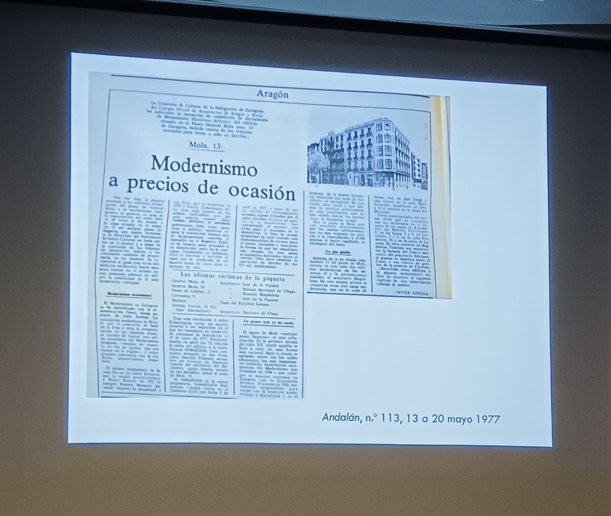 Muy interesante la charla 'La ciudad nueva se construye sobre los escombros de la antigua, o cómo el desarrollismo devastó las ciudades históricas españolas'.

Una pena ver el patrimonio arquitectónico que dejamos perder por la especulación inmobiliaria y la desidia social...