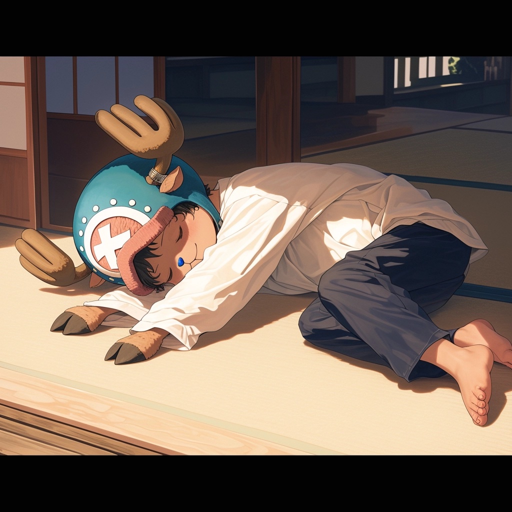 After falling asleep with Chopper’s hat on...