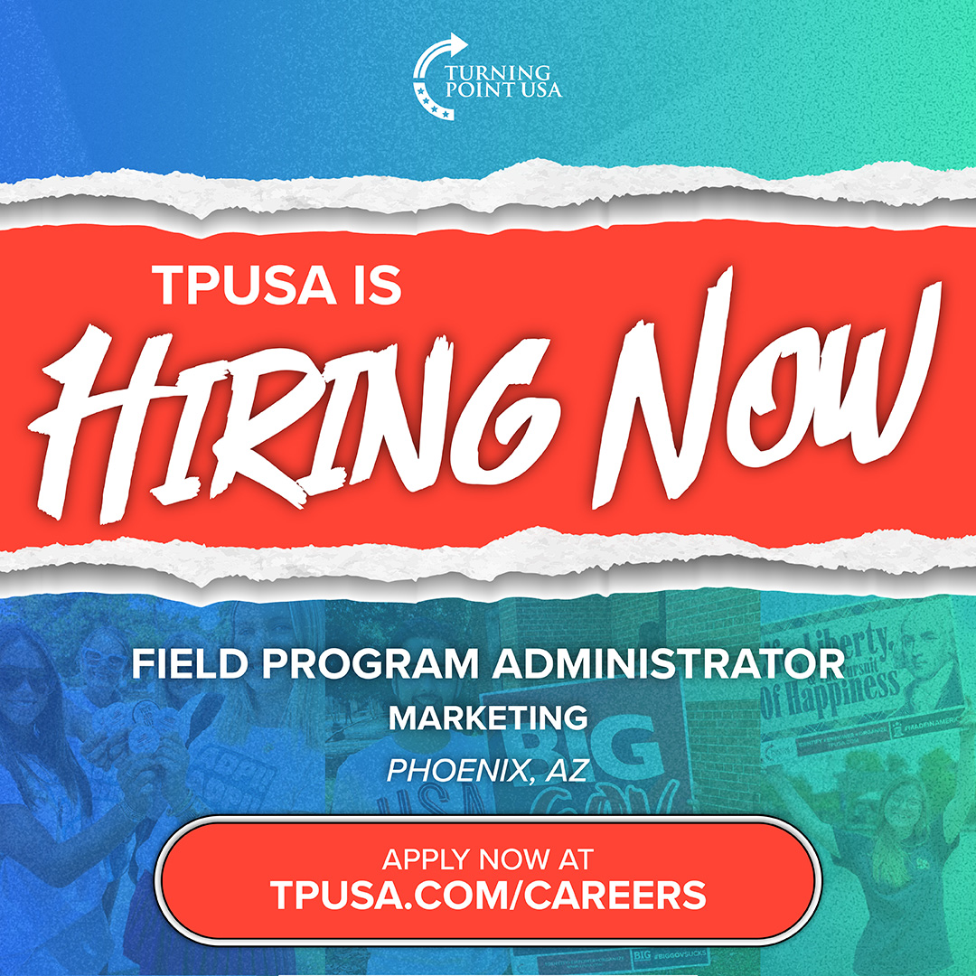 🚨 Calling all freedom lovers with a knack for content, copy, and capitalism. 

TPUSA is hiring a Marketing Administrator in Phoenix!
Fluent in vibes, metrics, and making things happen?🤩

Apply now👉 turning-point-usa.breezy.hr/p/cbe7361bd7b2…