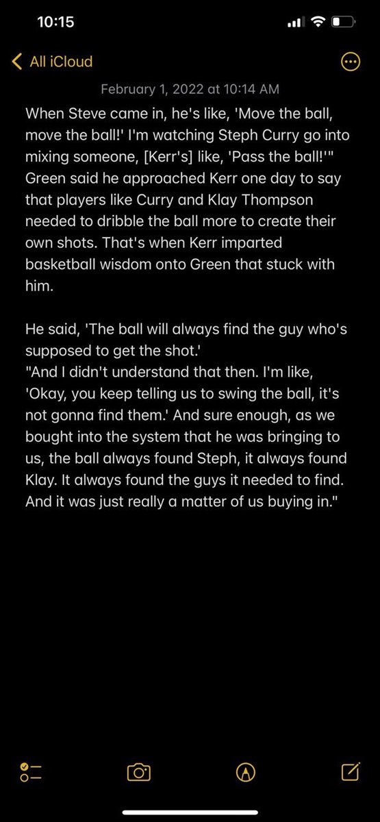 Bradley Patten (@coachbradpatten) on Twitter photo Excellent story: Draymond Green on how Steve Kerr got the Warriors to buy into ball movement 💫
“The ball will always find the guy who’s supposed to get the shot.”
📷 from <a href="/JoeyBurton/">Joey Burton</a> Excellent story: Draymond Green on how Steve Kerr got the Warriors to buy into ball movement 💫
“The ball will always find the guy who’s supposed to get the shot.”
📷 from <a href="/JoeyBurton/">Joey Burton</a>