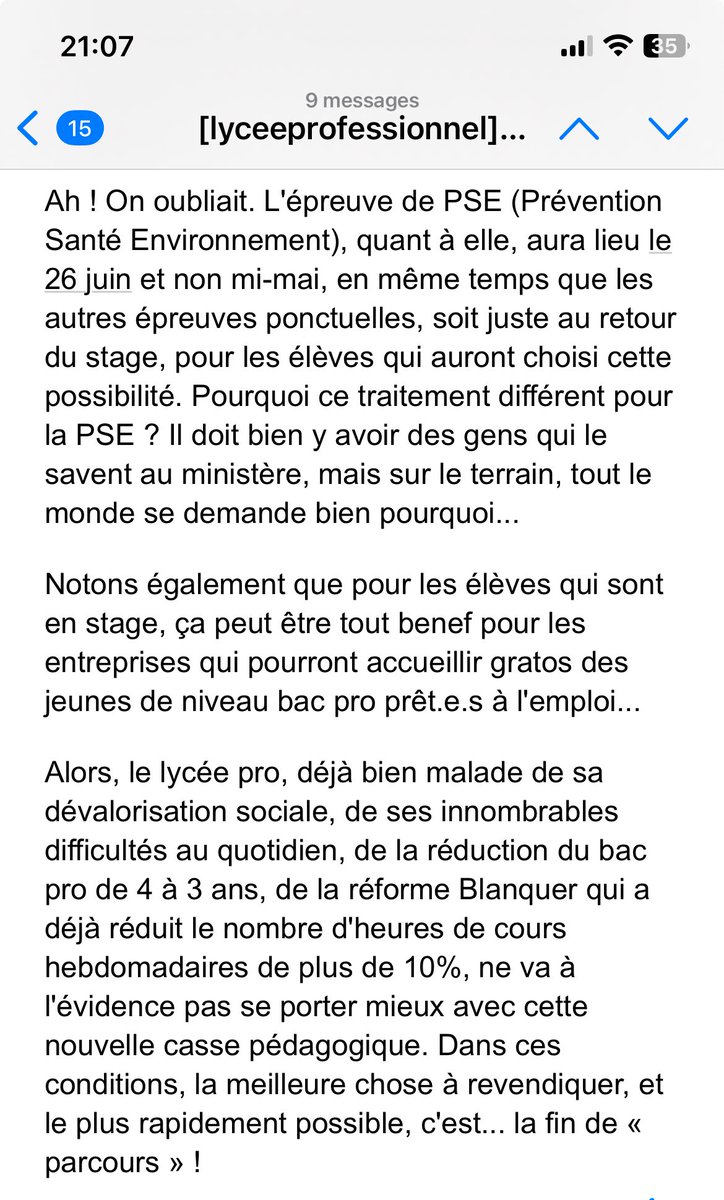 🚨Un retour sur la dernière réforme du bac pro et le lamentable parcours en Y a cause duquel les électeurs perdent 6 semaines de cours. Les enfants des gueux n’ont qu’une seule vocation : devenir de la #chairàpatron. #MaltraitanceInstitutionnelle 
#apprentissageesclavage