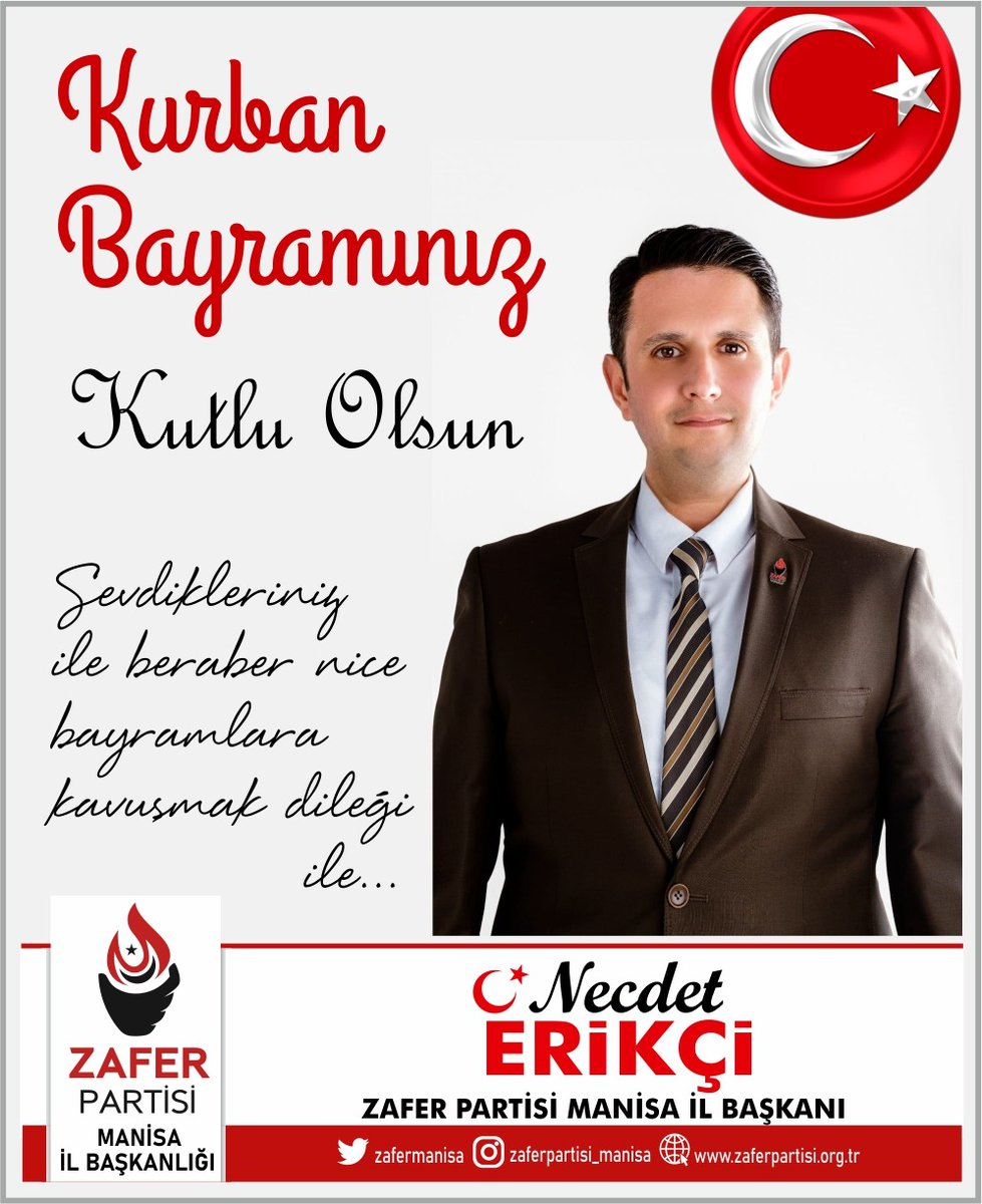 manisamedyacom's tweet photo. #reklam
Zafer Partisi Manisa İl Başkanı Necdet Erikçi'den Kurban Bayramı mesajı :
https://t.co/MTTCgxGd8r https://t.co/iqr4zWEQOD