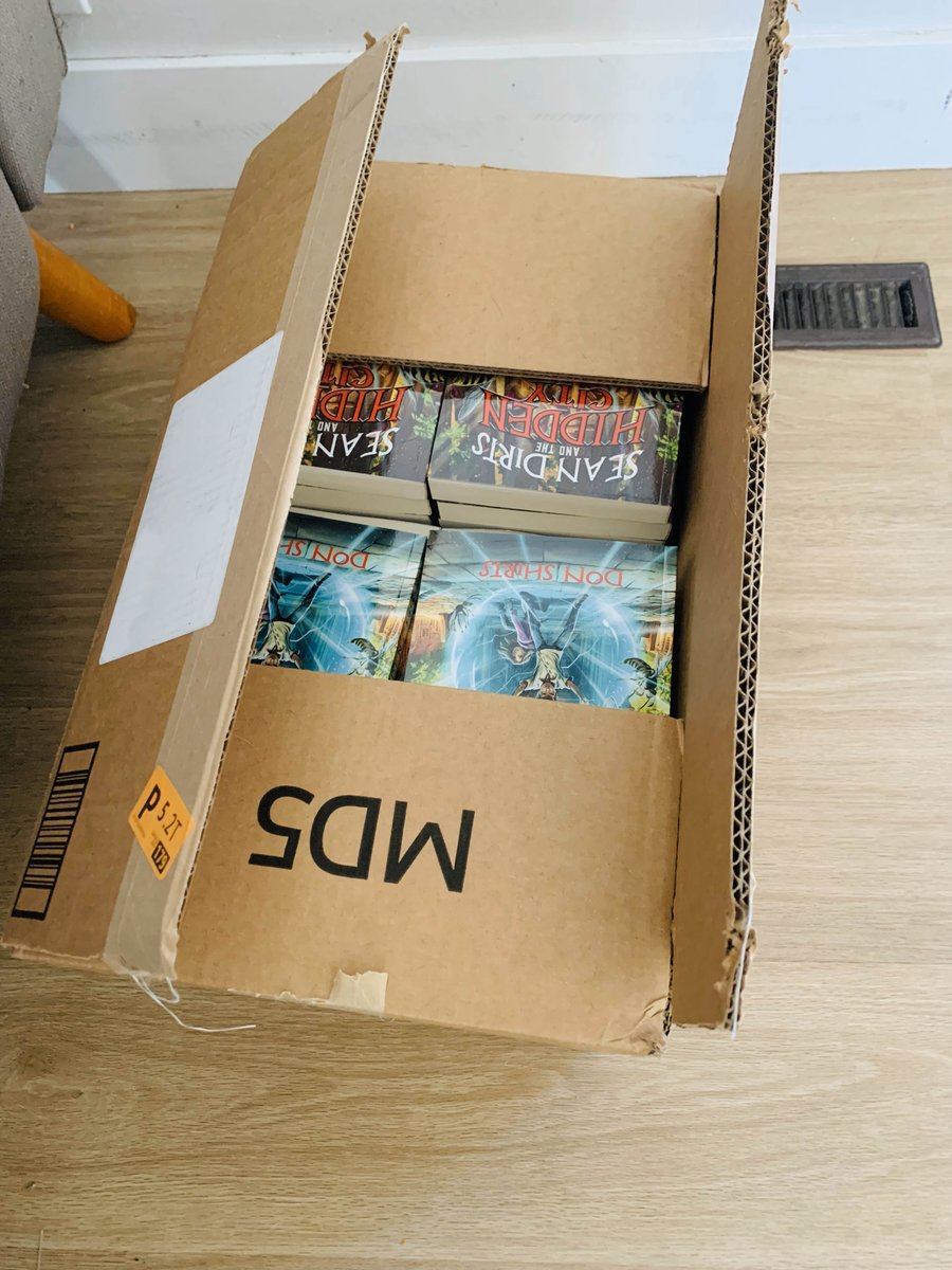 DonShirts's tweet image. I love getting a new shipment of books...and so does Annabelle. She seems a bit annoyed that I&apos;m interrupting her box time, though.
Sean Dirts and the Hidden City
#mglit
#summerreads