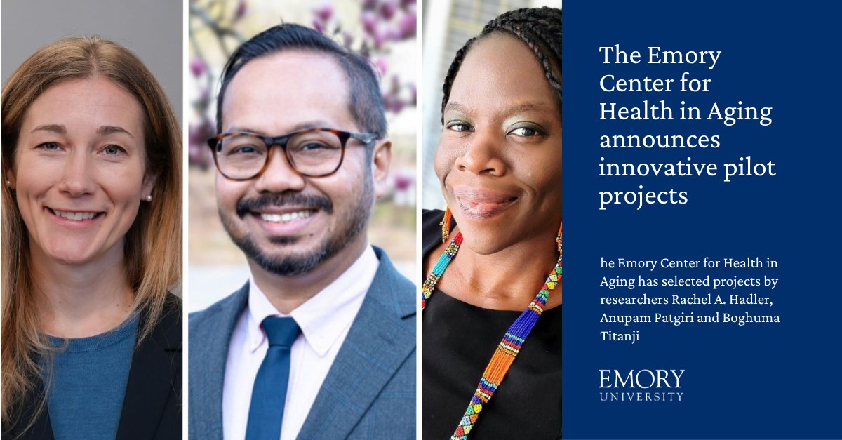 emoryhealthsci's tweet photo. The Emory Center for Health in Aging has announced three innovative pilot projects selected to receive up to $25,000 each for one year of study. ๐ ECHA pilot projects: https://t.co/bKR25KUd4H https://t.co/4EdHR5l428