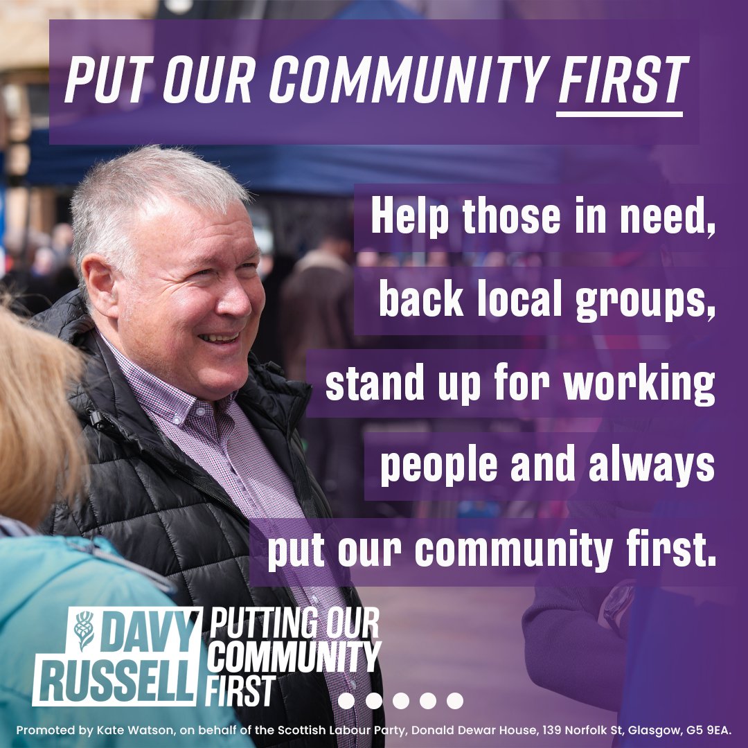 Davy Russell for Hamilton, Larkhall and Stonehouse (@davyrussell4hls) on Twitter photo It’s time for Hamilton, Larkhall and Stonehouse to thrive.
I’m ready to put this community first - and you can help me. Vote <a href="/ScottishLabour/">Scottish Labour</a>. It’s time for Hamilton, Larkhall and Stonehouse to thrive.
I’m ready to put this community first - and you can help me. Vote <a href="/ScottishLabour/">Scottish Labour</a>.