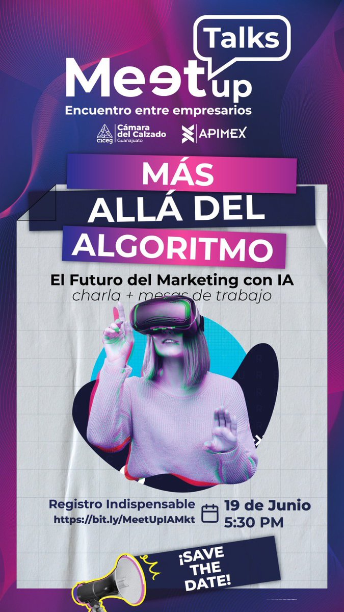 🤖 ¿Y si tus campañas pensaran por sí solas?
La inteligencia artificial ¡es el presente del marketing! Este mes en nuestro Meet Up Talk exploraremos cómo usar IA para crear estrategias más creativas, efectivas y personalizadas que conectan con la mente y el corazón del