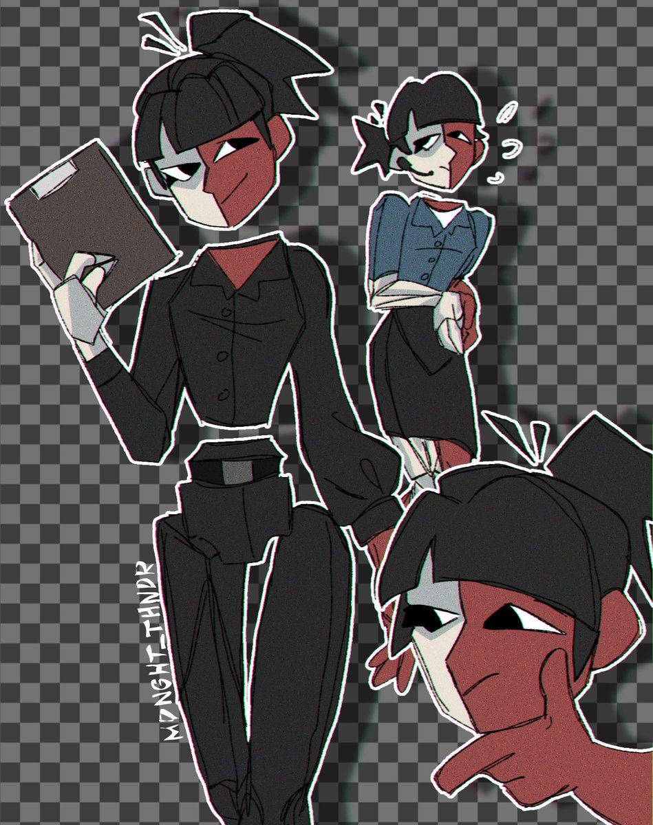 m1dnght_thndr's tweet image. I&apos;ve got a promotion, so I wanted to draw her in my outfits I have to wear from now on
#enadreambbq #joelg