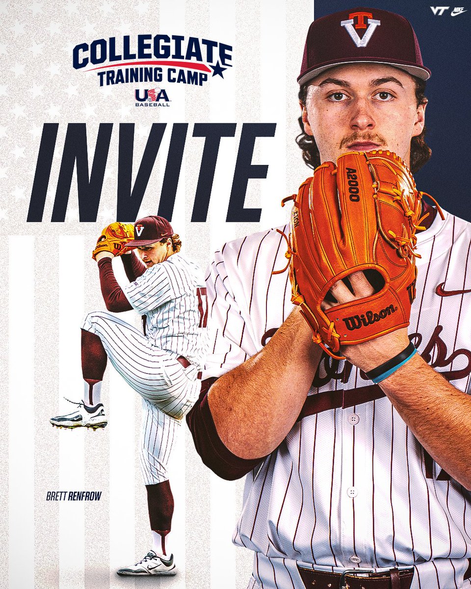 Virginia Tech Baseball (@hokiesbaseball) on Twitter photo ๐๐ค๐ง ๐๐ก๐ค๐ง๐ฎ ๐บ๐ธ
<a href="/BrettRenfrow/">Brett Renfrow</a> is headed back to <a href="/USABaseballCNT/">USA Baseball CNT</a> Training Camp in North Carolina (June 29 - July 3) to compete for a spot to play in Japan
๐๏ธ vthoki.es/2zr9E
#Hokies ๐ฆโพ๏ธ ๐๐ค๐ง ๐๐ก๐ค๐ง๐ฎ ๐บ๐ธ
<a href="/BrettRenfrow/">Brett Renfrow</a> is headed back to <a href="/USABaseballCNT/">USA Baseball CNT</a> Training Camp in North Carolina (June 29 - July 3) to compete for a spot to play in Japan
๐๏ธ vthoki.es/2zr9E
#Hokies ๐ฆโพ๏ธ