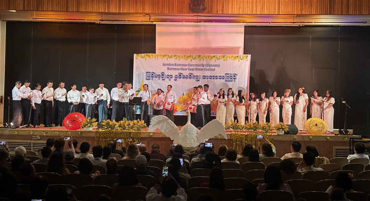 NUGPressSPOX's tweet image. I am honoured to attend the London (Canada) Myanmar Community&apos;s Fundraising for PDF Support and #Myanmar Thingyan. I spoke about the people’s spring revolution and the importance of diaspora community support and thank the London community for consistent strong support.