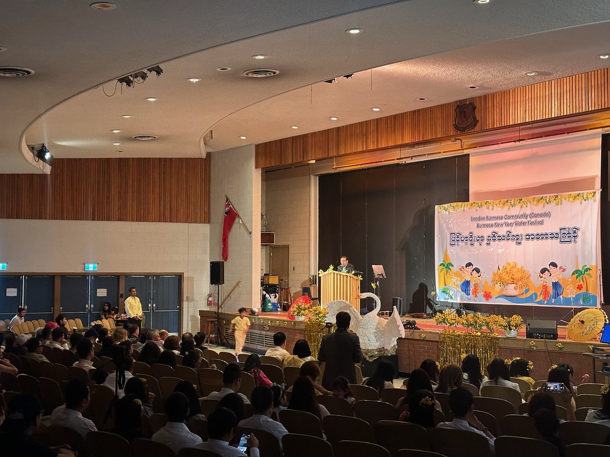NUGPressSPOX's tweet image. I am honoured to attend the London (Canada) Myanmar Community&apos;s Fundraising for PDF Support and #Myanmar Thingyan. I spoke about the people’s spring revolution and the importance of diaspora community support and thank the London community for consistent strong support.