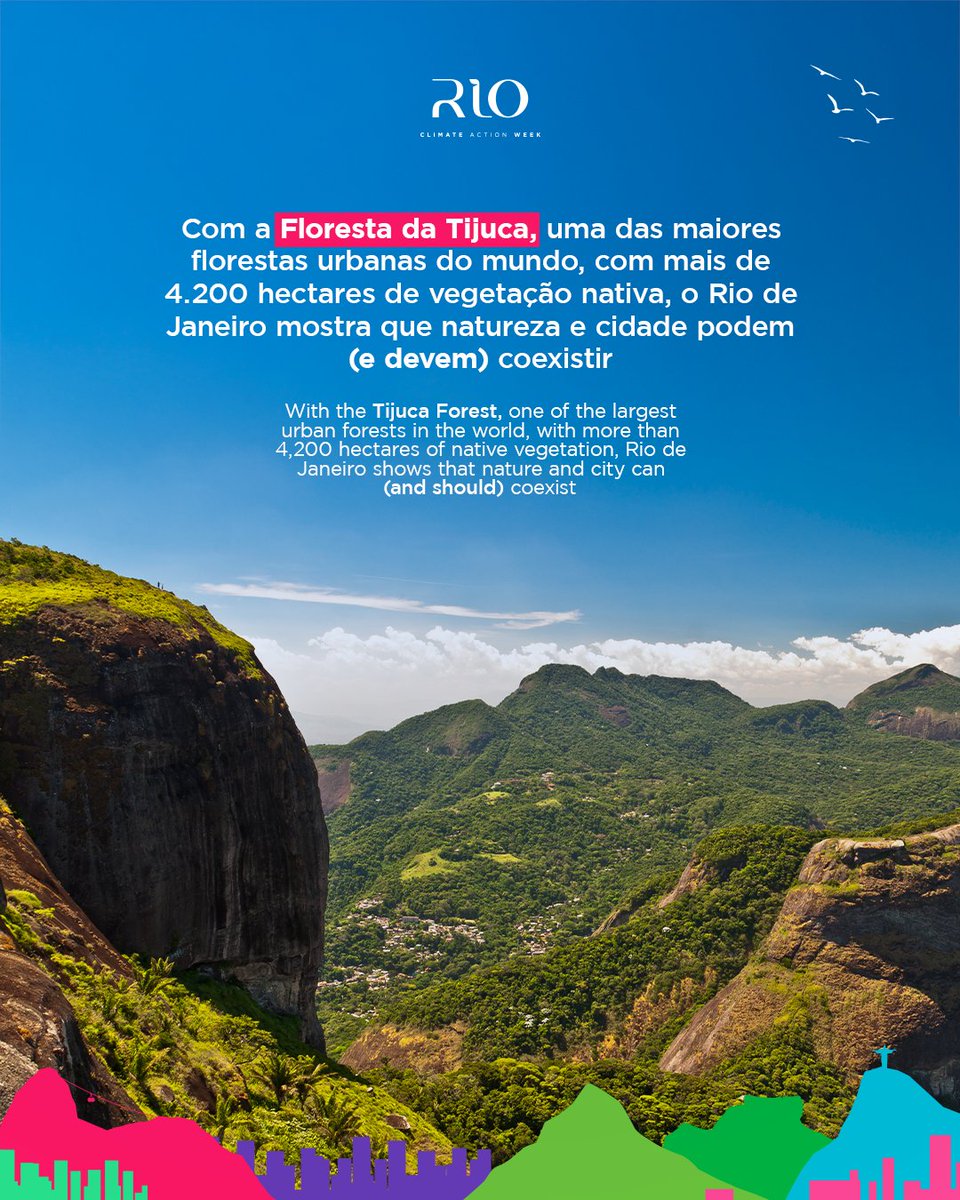 This #WorldEnvironmentDay, Rio highlights how it is home to one of the largest urban forests in the world: the Tijuca Forest, with over 4,200 hectares of green area.  

🌱 Coming soon: #RioClimateActionWeek, from August 23 to 29.  

#COP30 #LCAW2025 #BCAW2025