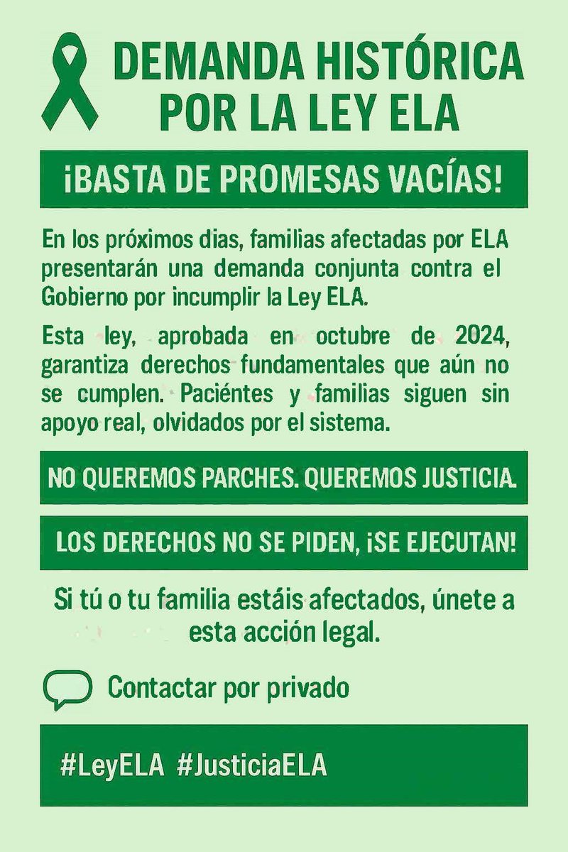 Ruego MÁXIMA DIFUSIÓN POR FAVOR, AYUDANOS 🙏
NO QUEREMOS PARCHES, QUEREMOS JUSTICIA.

OS LO RUEGO COMPARTE ES POR UNA VIDA DIGNA PARA LOS AFECTADOS DE ELA. 💪⚖️