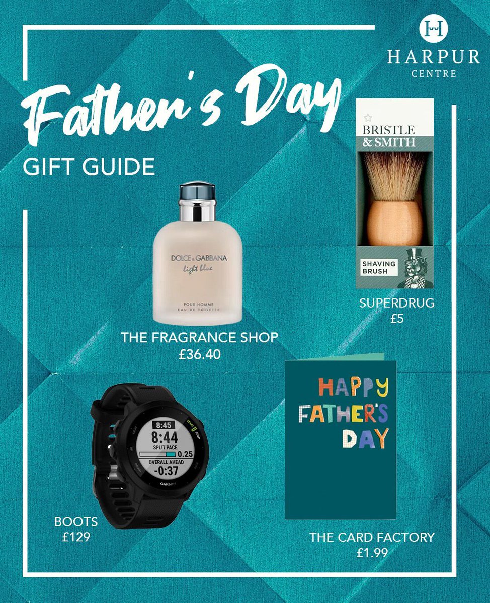 Find the perfect gift for Dad this Father’s Day at the Harpur Centre! 🎁💙

Whether he loves a good read, a fresh fragrance, or a thoughtful card,  we’ve got you covered:
🕯️ The Fragrance Shop 
🧴 BOOTS &amp; Superdrug 
💌 Card Factory 

All under one roof, making gift shopping easy!
