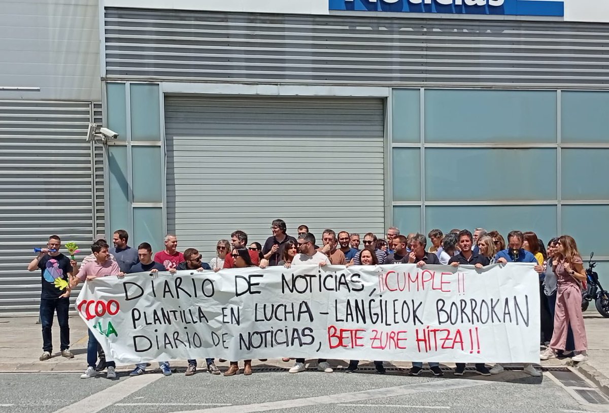 La plantilla de <a href="/NoticiasNavarra/">Diario de Noticias</a> ha comenzado hoy una serie de movilizaciones para defender sus salarios. Pedimos a la empresa que nos escuche y negocie de verdad. ¡Contentos y agradecidos por la respuesta de nuestros compañeros!