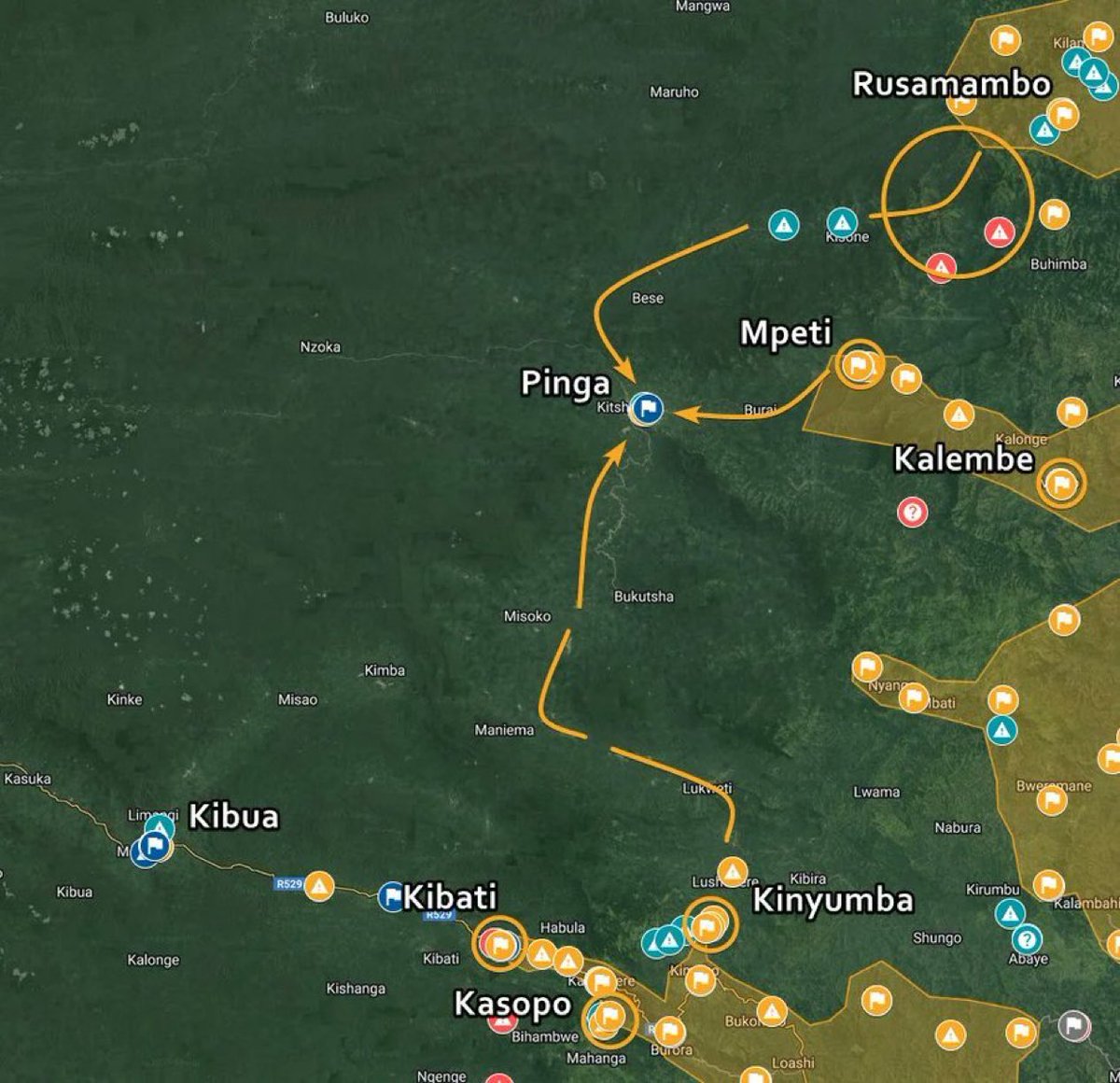 🇨🇩 | AHORA: Se reporta que los rebeldes del M23 han tomado el control de Pinga, ubicada dentro del territorio de Walikale en la República Democrática del Congo.