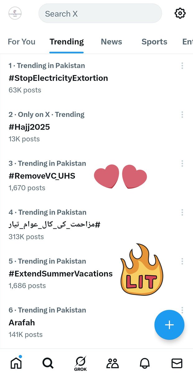 PMSUP_Official's tweet photo. Alhumdulillah we are trending number 3 and 5 on X. 
keep it up. retweets and tweets.
Selected and imported VC Dr Ahsan Waheed Rathore needs psychiatric evaluation. 
His policies for students are harming mental health and standards.
#RemoveVC_UHS 
#ExtendSummerVacations https://t.co/5LzdZXFIxl