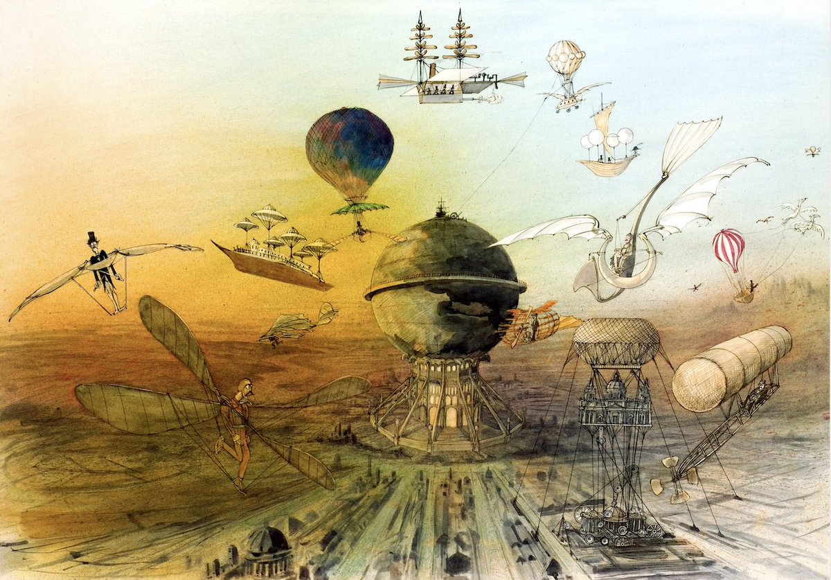 Hot air balloons—floating lunacy stitched from fabric and fire, drifting like a daydream that forgot gravity exists. No steering, no plan—just sky, flame, and the fool who said “up.” 

#HotAirBalloonDay #RalphSteadman #ILoeonardo