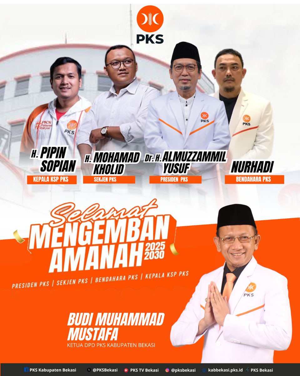 PKS secara resmi menetapkan Muhammad Kholid sebagai Sekretaris Jenderal (Sekjen) dan Noerhadi sebagai Bendahara Umum (Bendum).

Pengumuman tersebut disampaikan langsung oleh Presiden PKS, Al Muzzammil Yusuf, dalam konferensi pers yang digelar pada Kamis (5/6) ini #pemirapks