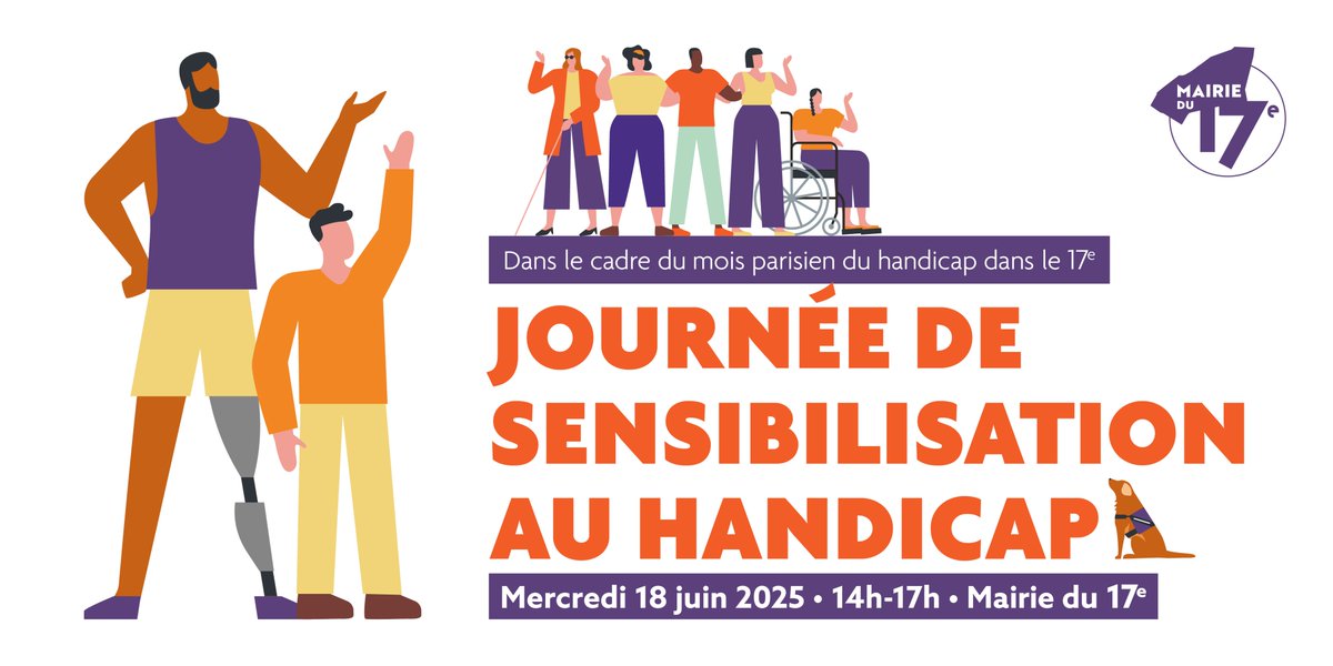 Mercredi 18 juin, dans le cadre du mois parisien du #handicap, venez passer un après-midi d’ateliers immersifs avec une multitude d’activités ! 🏐🏹

🕑 14h à 17h

📍 Mairie du 17e, salle Jacques Chirac

➡️ Découvrez tout le programme sur : mairie17.paris.fr/pages/mois-du-….

#Paris17