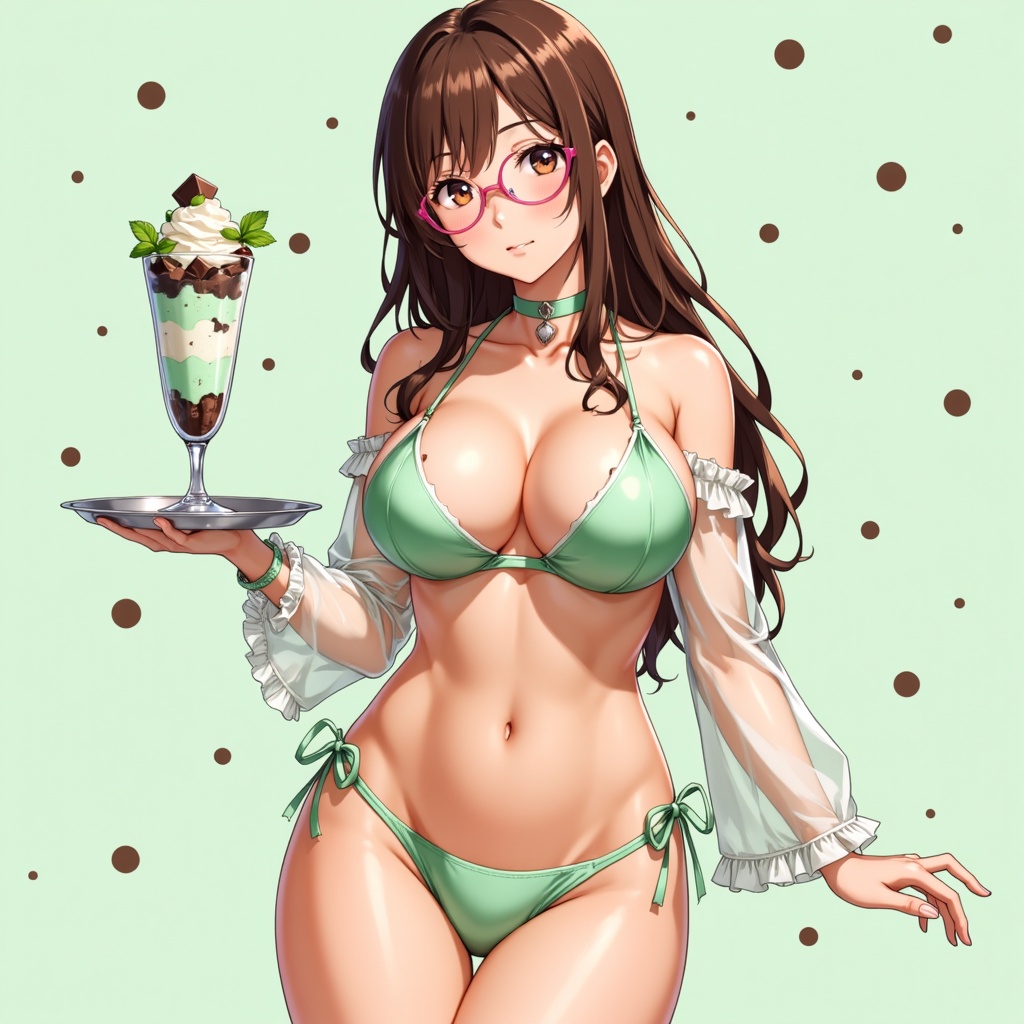 HuurainoMoutoku's tweet photo. 今夜もちょっと暑いので涼し気なチョコミントをどうぞ(*・ω・)ノ🍫🍧🌿🍫🍧🌿🍫🍧🌿
#AI美女 #AIart #AIイラスト「#TenakAI」にて生成 https://t.co/D5Wrkgkjex