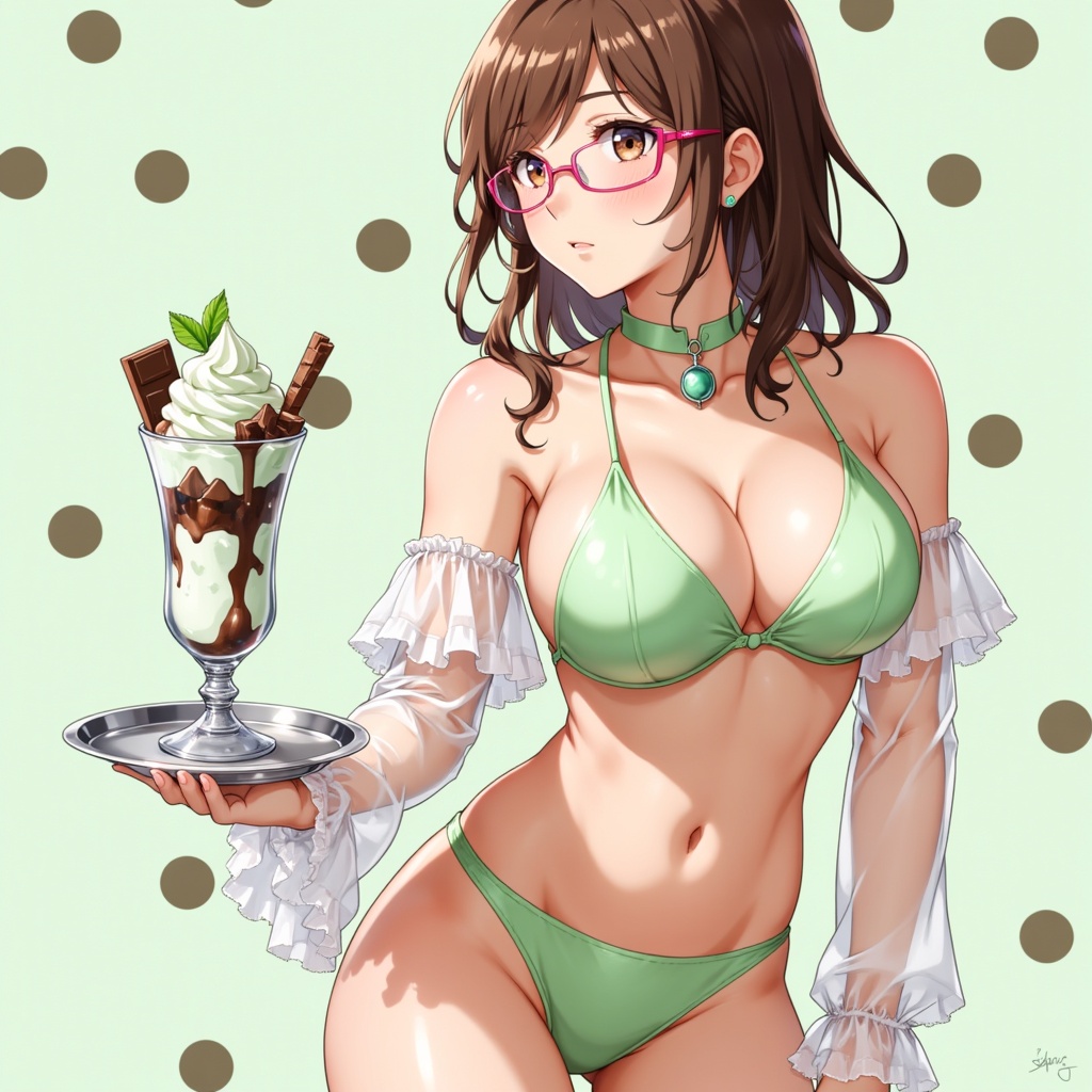 HuurainoMoutoku's tweet photo. 今夜もちょっと暑いので涼し気なチョコミントをどうぞ(*・ω・)ノ🍫🍧🌿🍫🍧🌿🍫🍧🌿
#AI美女 #AIart #AIイラスト「#TenakAI」にて生成 https://t.co/D5Wrkgkjex