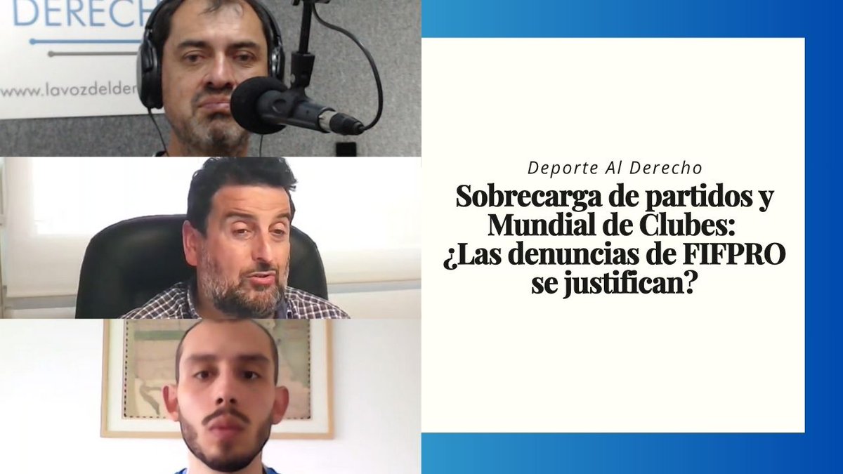 #Podcast DEPORTE AL DERECHO: Sobrecarga de partidos y Mundial de Clubes: ¿Las denuncias de FIFPRO se justifican?. Lo analizan <a href="/andrescharrias/">Andrés Charria</a> <a href="/BufeteAM/">Bufete Alonso Martínez</a> y <a href="/Sancadavid93/">Santiago Cadavid A.</a> 

Youtube➡️youtu.be/vPMPKae7JRE