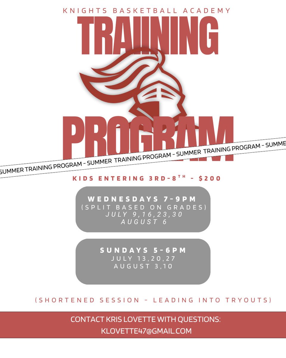 Let’s get ready to work!💯🤩🙌

Swipe for all the details on the Summer Knights Training Program and register with the link below TODAY!

🔗goteambot.com/login?redirect…