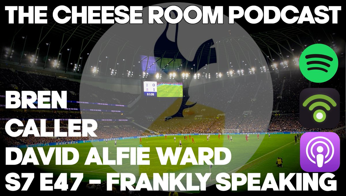 New pod is out now! S7 E47 - Frankly Speaking

<a href="/bmcgerty/">Brendan McGerty</a> is joined by <a href="/CheeseroomOC/">The Caller</a> and <a href="/DavidAlfieWard/">David Alfie Ward</a> for a Spurs chat.

Get involved! linktr.ee/TheCheeseRoomP…

Get your tickets to Under the Lights and support one of our own here buytickets.at/feverpitchgame…