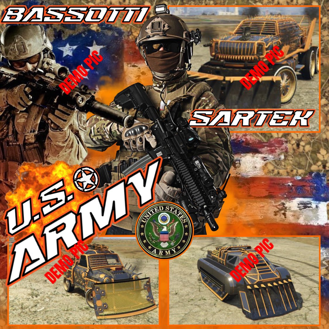 💥 🪖🇺🇸 𝗨.𝗦. 𝗔𝗥𝗠𝗬 🇺🇸🪖 𝗣𝗦4

⏰ FRIDAY 06/06/25 AT 21:00 ITA 🇮🇹

𝗔𝗥𝗘𝗡𝗔 𝗪𝗔𝗥
🚘 ISSI
🚘 BRUISER
🚘 SCARAB

𝗖𝗥𝗘𝗔𝗧𝗢𝗥: <a href="/97Sartek/">Sartek_97_#KIFFLOM_CREW</a>

𝗠𝗘𝗧𝗛𝗢𝗗:𝗚𝗖𝗧𝗙 𝗖𝗔𝗦𝗜𝗡𝗢̀

🆔 𝗣𝗨𝗧 𝗬𝗢𝗨𝗥 𝗜𝗗
❤️ 𝗟𝗜𝗞𝗘
♻️ 𝗥𝗧𝗪