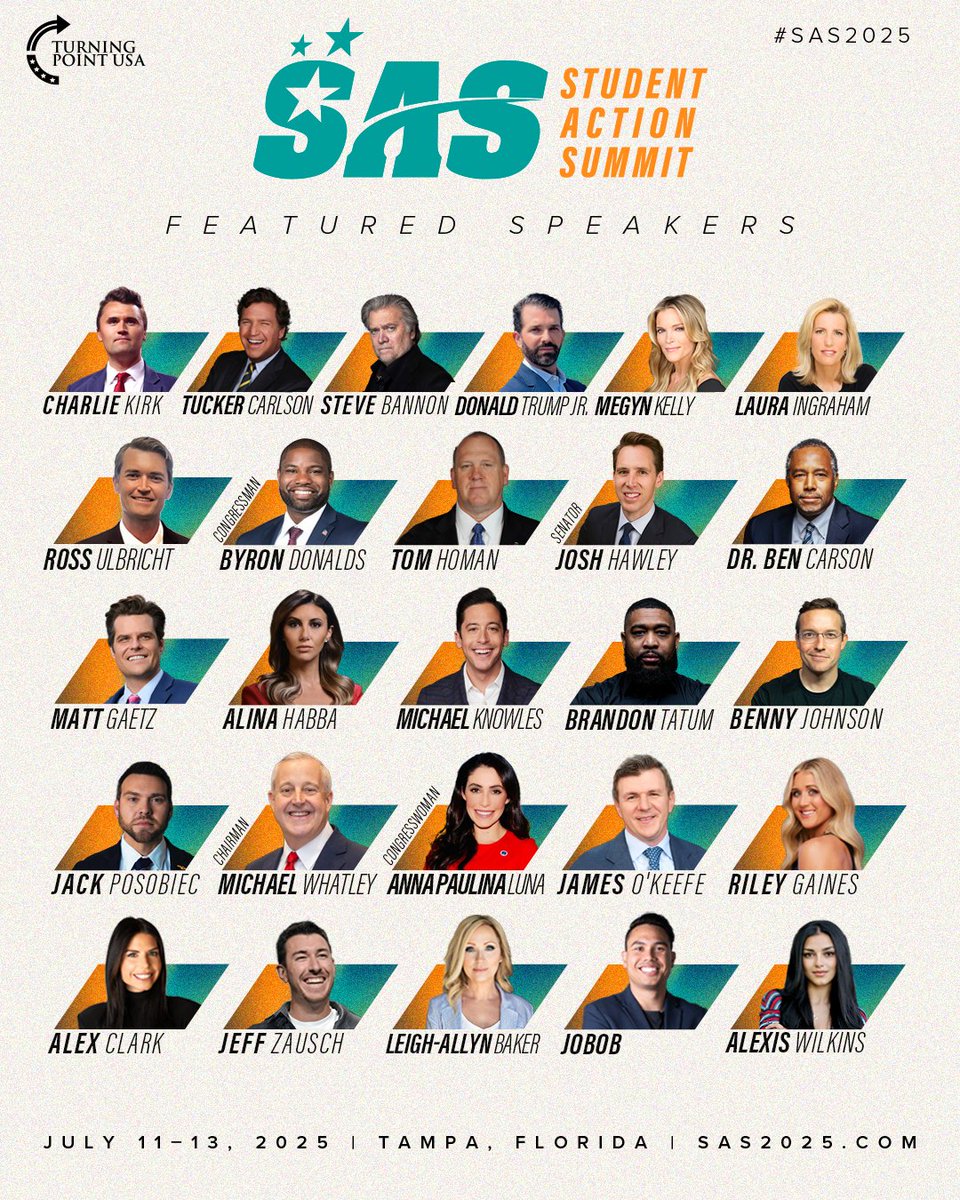 TPUSA just turned 13, and we’ve got a deal to celebrate! For 24 hours only, get $13 GA tickets to SAS 2025 in Tampa, FL 🌴

Get this deal before it ends: sas2025.com/?utm_source=so…