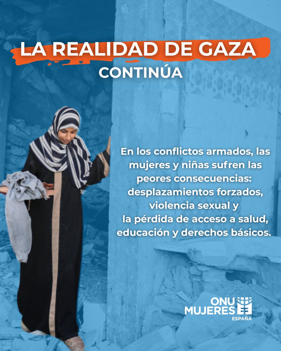 #Gaza sigue sufriendo. Mujeres y niñas enfrentan desplazamientos, pobreza, violencia y la amenaza constante a sus derechos. En ONU Mujeres trabajamos por su protección y empoderamiento. Infórmate, comparte y actúa: unwomen.es/ayudanos/dona-…