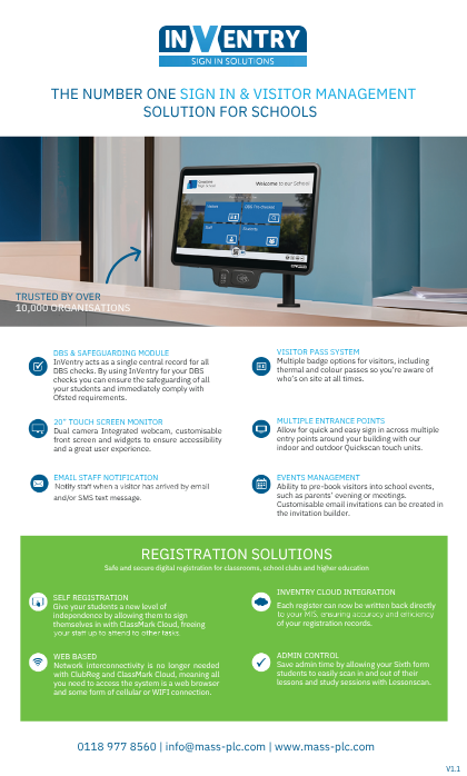 Mass Information Systems (@mass_uk) on Twitter photo Smarter sign-ins. Safer schools.
InVentry simplifies visitor management, event check-ins & safeguarding — all in one sleek system.
Book your free demo today.
📧 info@mass.co.uk | 🌐mass-plc.com
#InVentry #edtech #schoolsafety Smarter sign-ins. Safer schools.
InVentry simplifies visitor management, event check-ins & safeguarding — all in one sleek system.
Book your free demo today.
📧 info@mass.co.uk | 🌐mass-plc.com
#InVentry #edtech #schoolsafety