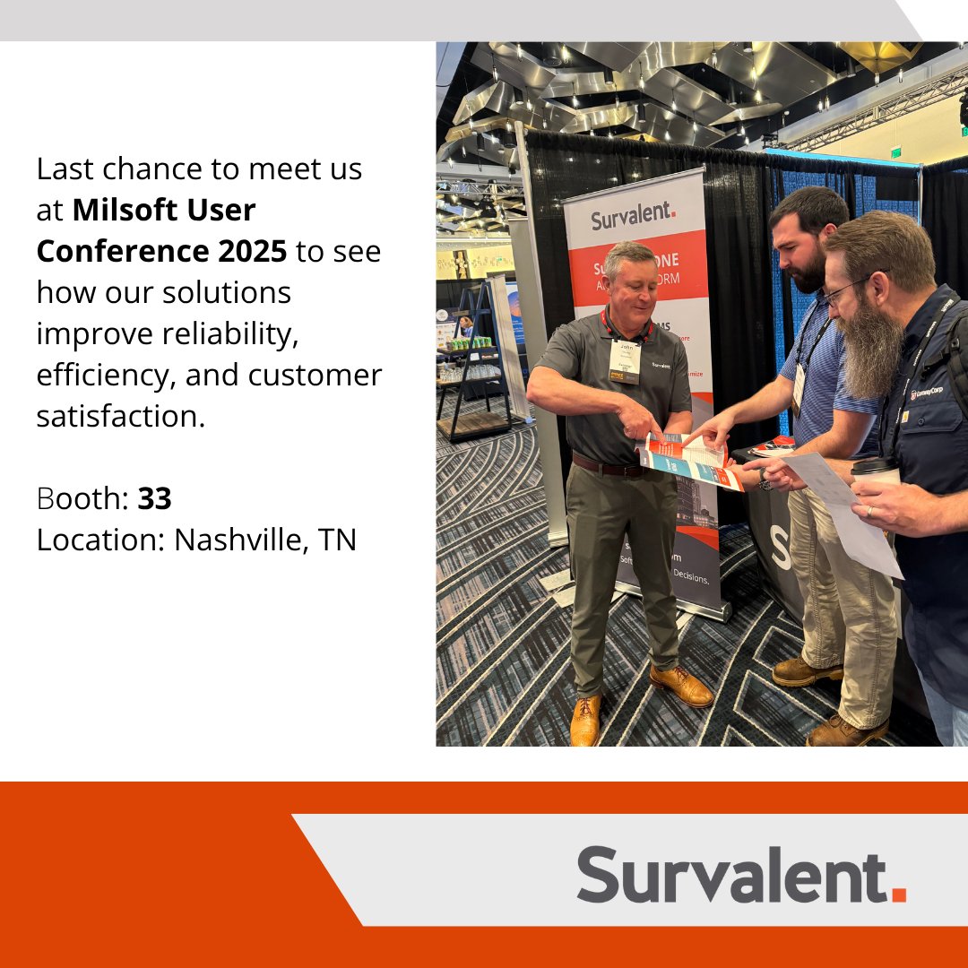 It’s the final day of #Milsoft2025! Explore how SurvalentONE Live! delivers real-time #SCADA access for field crews, IT, and execs—anytime, anywhere. Let’s connect before the show wraps up!