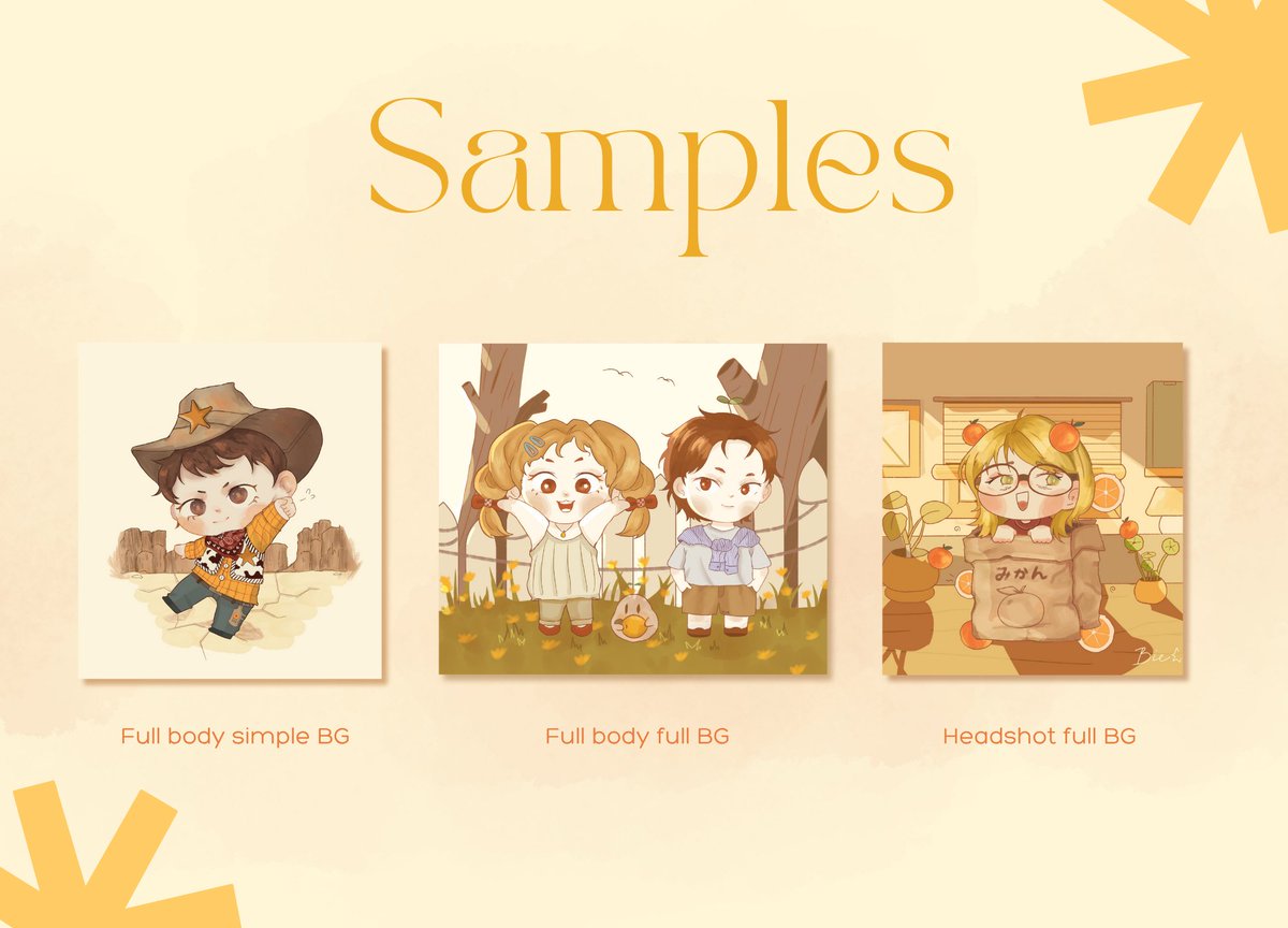 ✧ Bie's Commission Open ✧

hilloww friends 🍊 aku saat ini lagi open commission chibi art styles, TOS dan price list sudah aku cantumkan di bawah yaaa

feel free kalo mau tanya tanya lebih lanjut, DM aku aja ya 😉

#Commission #comissionsopen #Chibi #artistsontwitter #artwork