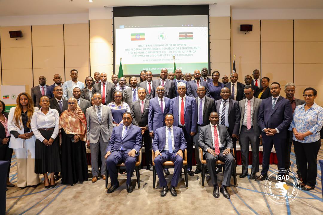 KRA Chairman Ndiritu Muriithi, Public Investments PS Cyrell Odede and Irrigation PS Ephantus Kimotho lead a Kenyan delegation in a high-level Horn of Africa Gateway Development Project (HoAGDP) meeting convened by IGAD, aimed at driving development in regions like Mandera.

The