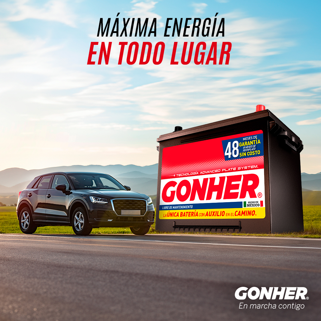 gonher's tweet photo. ¡Que nada te detenga! ⚡

La máxima potencia y capacidad de arranque para tu auto, estés en donde estés 🚗💨

👉 Compra tu batería en nuestros Centros de Servicio GONHER ▶️ https://t.co/YjnNgpA7JV

#GONHER #EnMarchaContigo https://t.co/UcZxxdUL7G