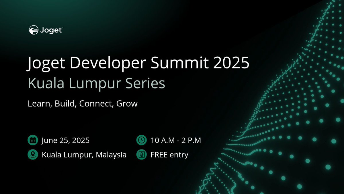 Calling for Developers &amp; #Innovators! 📣 We are kicking off Joget #Developer Summit 2025 on June 25! Dive into #AI #LowCode #Digitalization with demo showcases &amp; #community insights. Stay tuned for more updates!✨ RSVP: lnkd.in/g5PMsVek #JogetDeveloperSummit #AppDe