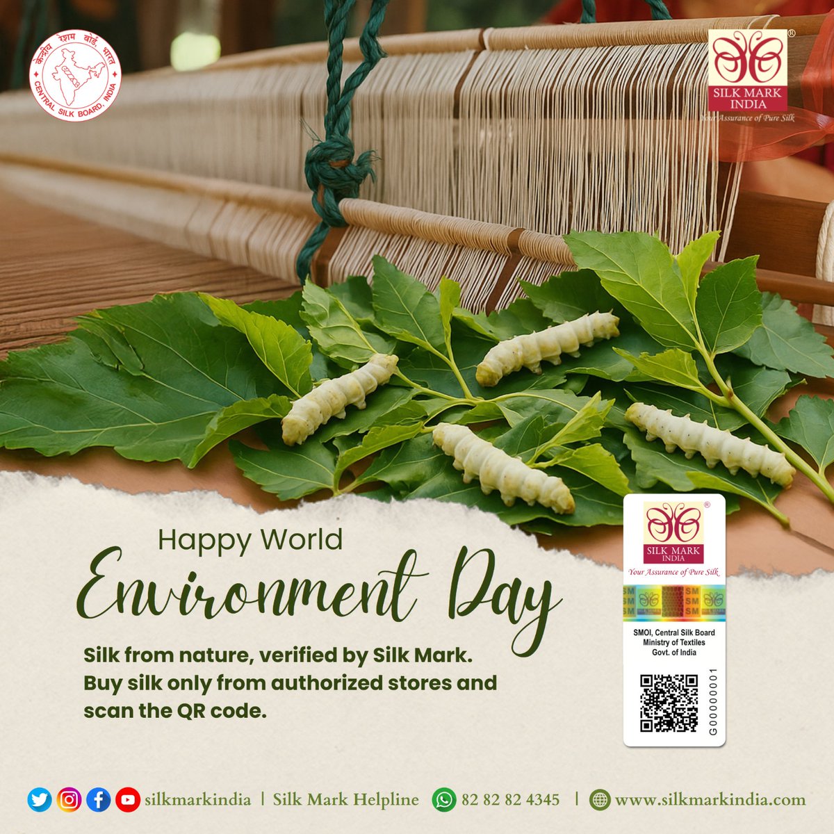 🌱 Celebrate Nature with Pure Silk!

This World Environment Day, choose silk that’s as natural as the environment we cherish. Verified by Silk Mark, our silk is authentic, eco-friendly, and ethically sourced.

#WorldEnvironmentDay #SilkMarkIndia #PureSilk