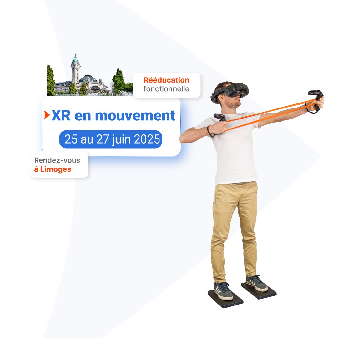 Virtualis visite Limoges ! Retrouvez-nous au #colloque XR en mouvement du 25 au 27 juin. RDV sur notre stand pour découvrir nos solutions de rééducation en VR Thérapeutique développées par des Kinésithérapeutes, comme vous. Pour plus d’information : bit.ly/4kLARG0