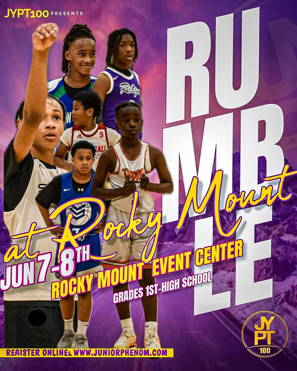 Come feel the rumble this weekend at our 23rd sporting event for the year, with the Rumble at Rocky Mount! Over 50 basketball teams will play this Saturday, June 7th and Sunday, June 8th! 

Admission for this tournament costs the following per the TOURNAMENT DIRECTOR (Taxes and
